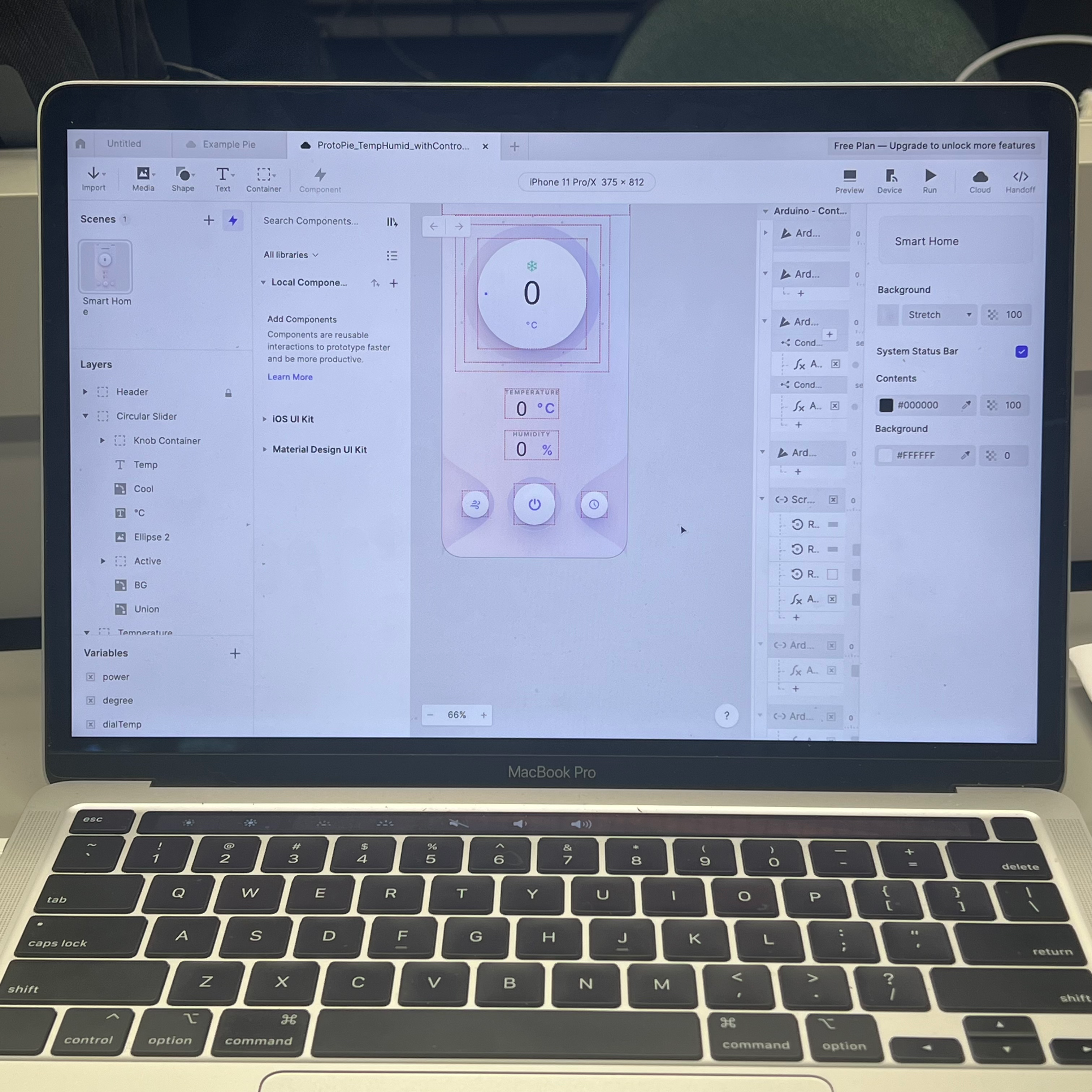 Designing ProtoPie interface with temperature display